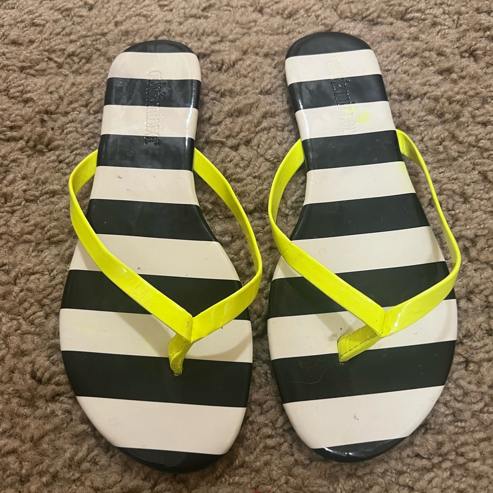 Womens size 6 striped sandals with neon